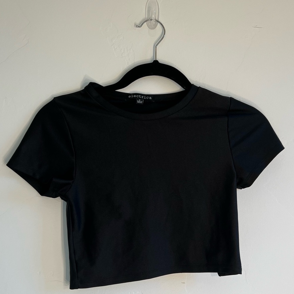 ELECTRICA Black Open Back crop top